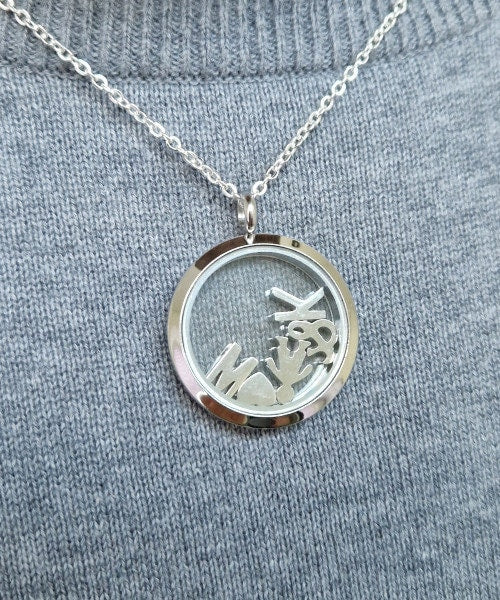 Medaillon personalisiert 30mm, Birthstone, Geburtssteine, Halskette, Buchstabe, Charms, Erinnerungen