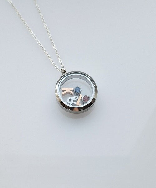 Medaillon personalisiert 30mm, Birthstone, Geburtssteine, Halskette, Buchstabe, Charms, Erinnerungen