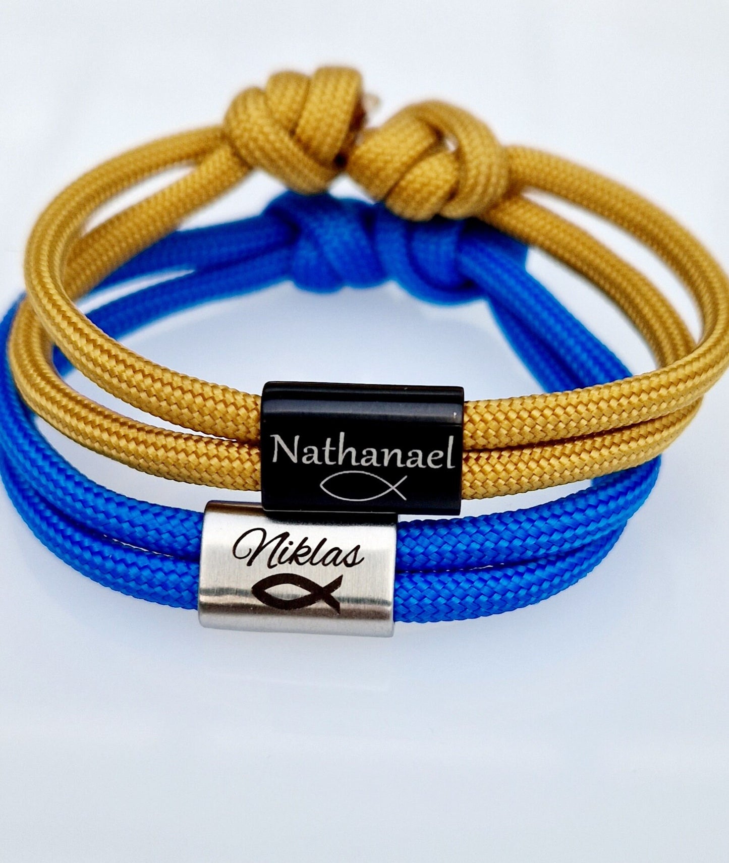 Gravur Armband mit Namen und Fisch, Taufe, Kommunion, Konfirmation