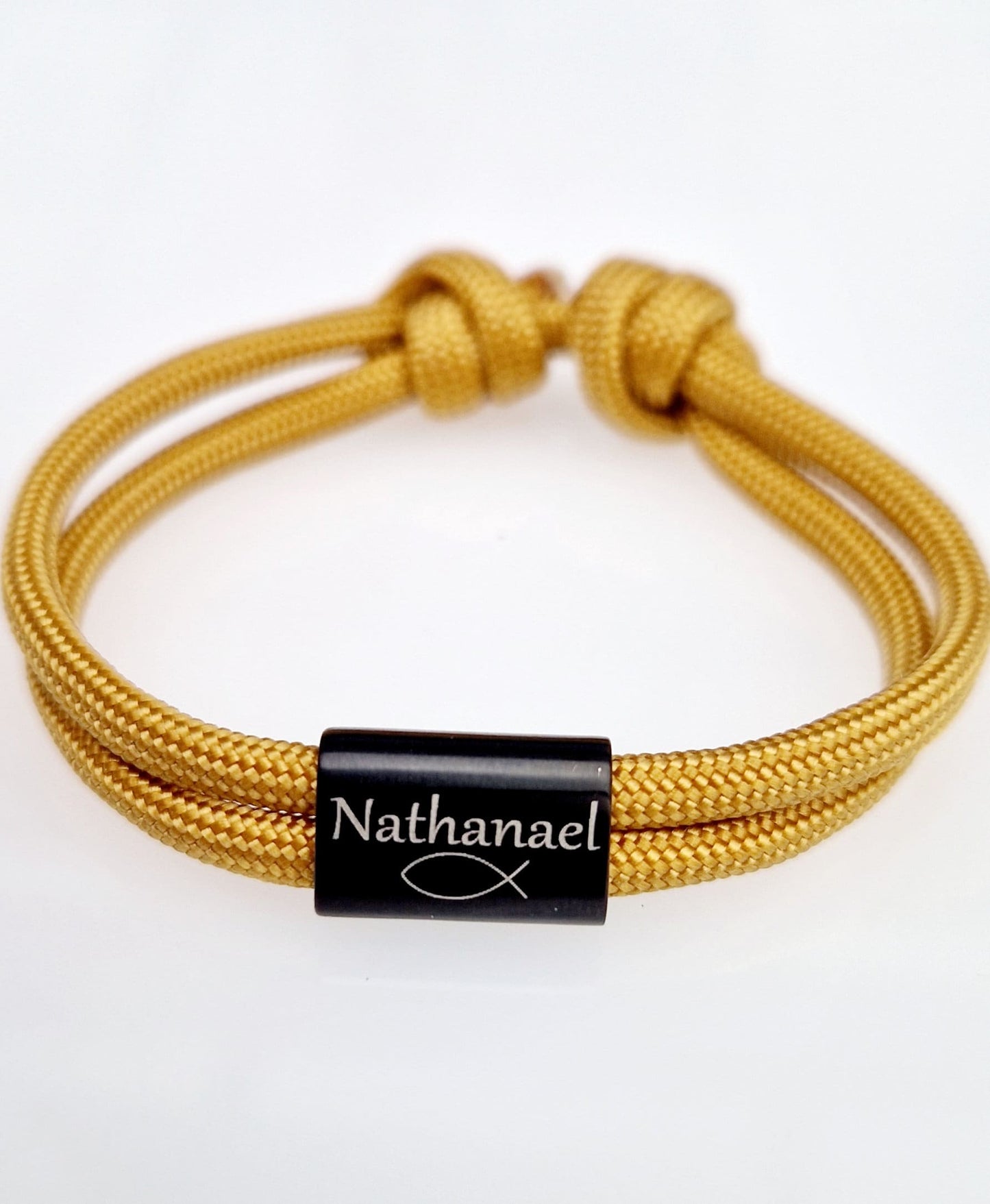 Gravur Armband mit Namen und Fisch, Taufe, Kommunion, Konfirmation