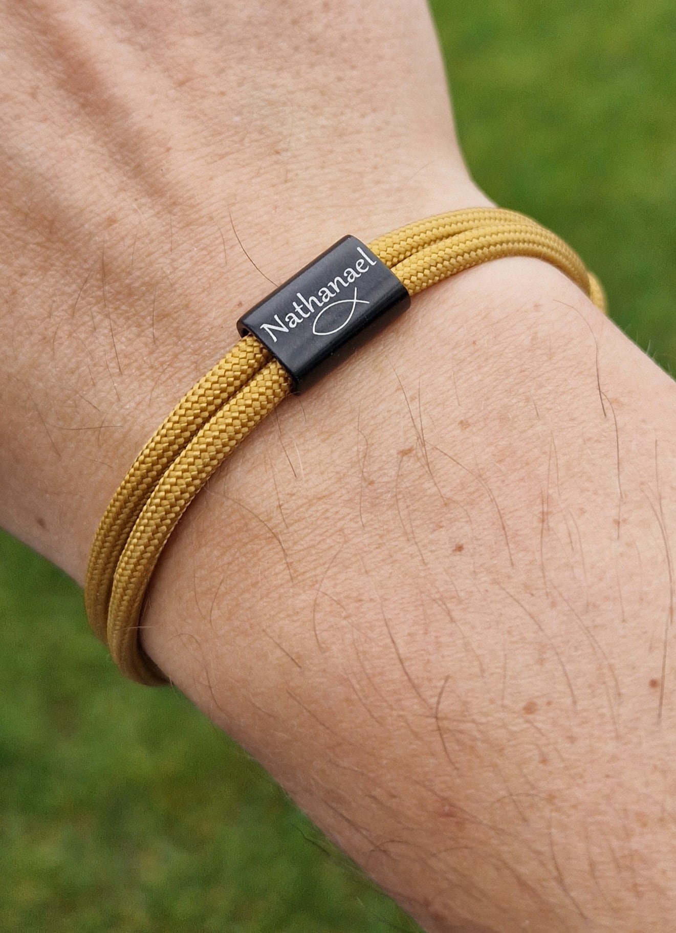Gravur Armband mit Namen und Fisch, Taufe, Kommunion, Konfirmation