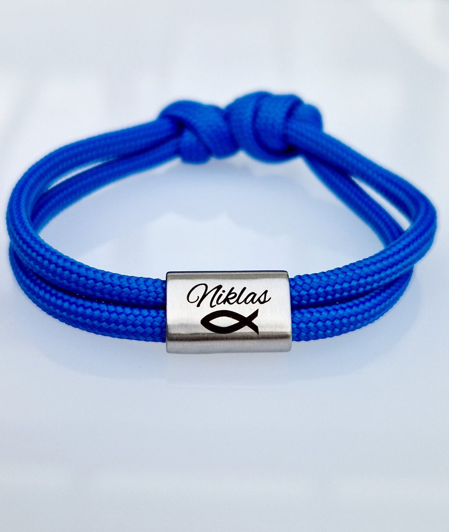 Gravur Armband mit Namen und Fisch, Taufe, Kommunion, Konfirmation