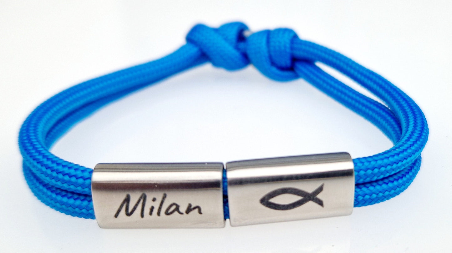 Gravur Armband mit Namen und Kreuz, Taufe, Kommunion,Konfirmmation