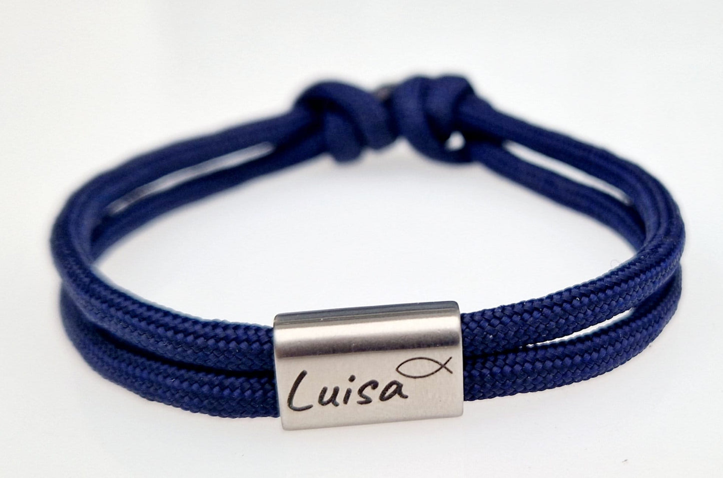 Gravur Armband mit Namen und Fisch, Taufe, Kommunion, Konfirmation