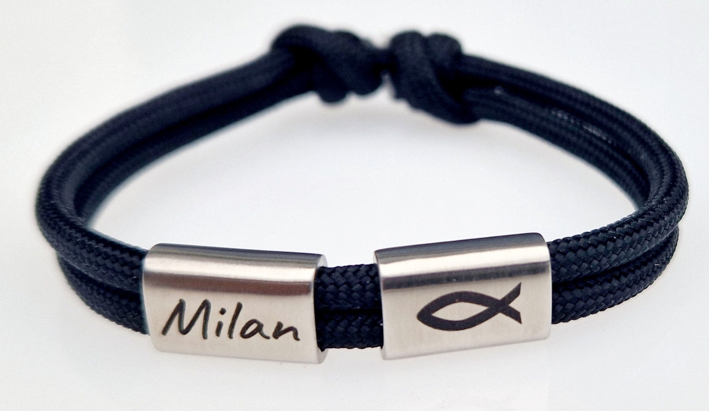 Gravur Armband mit Namen und Kreuz, Taufe, Kommunion, Konfirmation