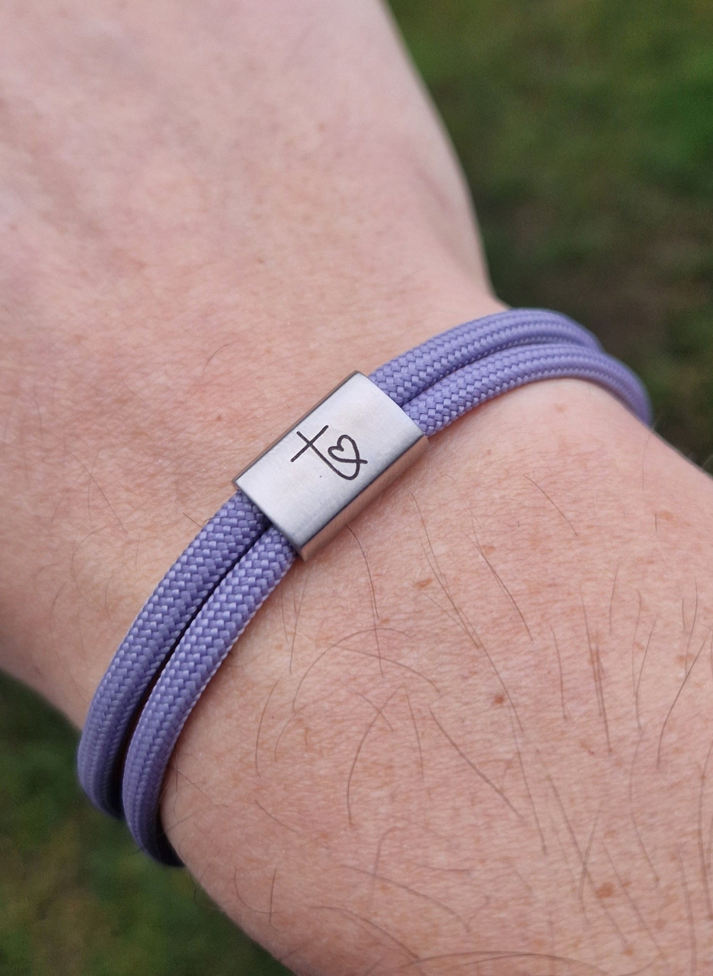 Gravur Armband mit Herzkreuz, Fisch, Taufe, Kommunion, Konfirmation