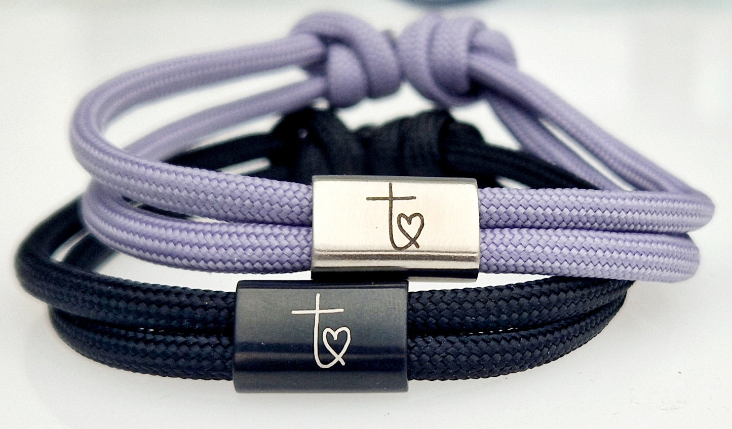 Gravur Armband mit Herzkreuz, Fisch, Taufe, Kommunion, Konfirmation