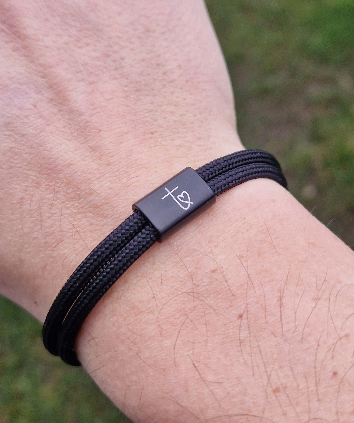 Gravur Armband mit Herzkreuz, Fisch, Taufe, Kommunion, Konfirmation