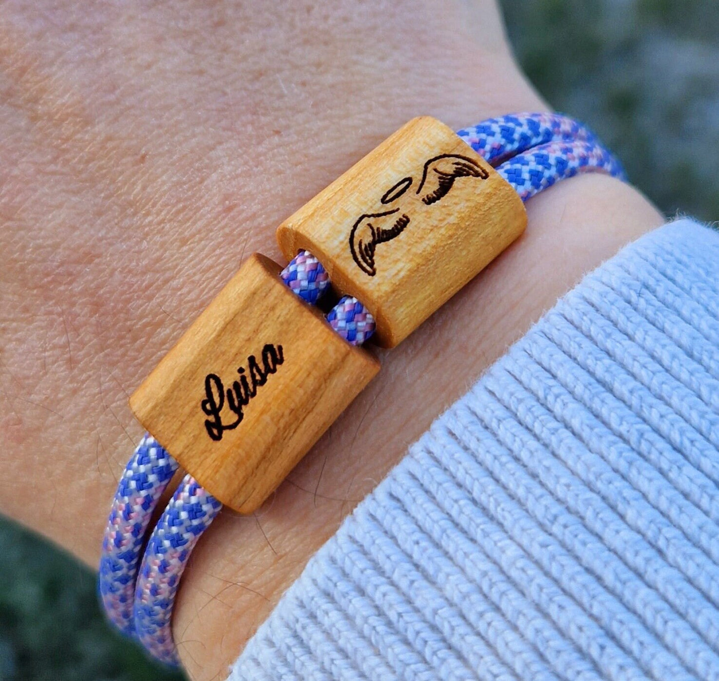 Gravur Holz Armband , Kommunion, Konfirmation, Firmung, Schutzengel