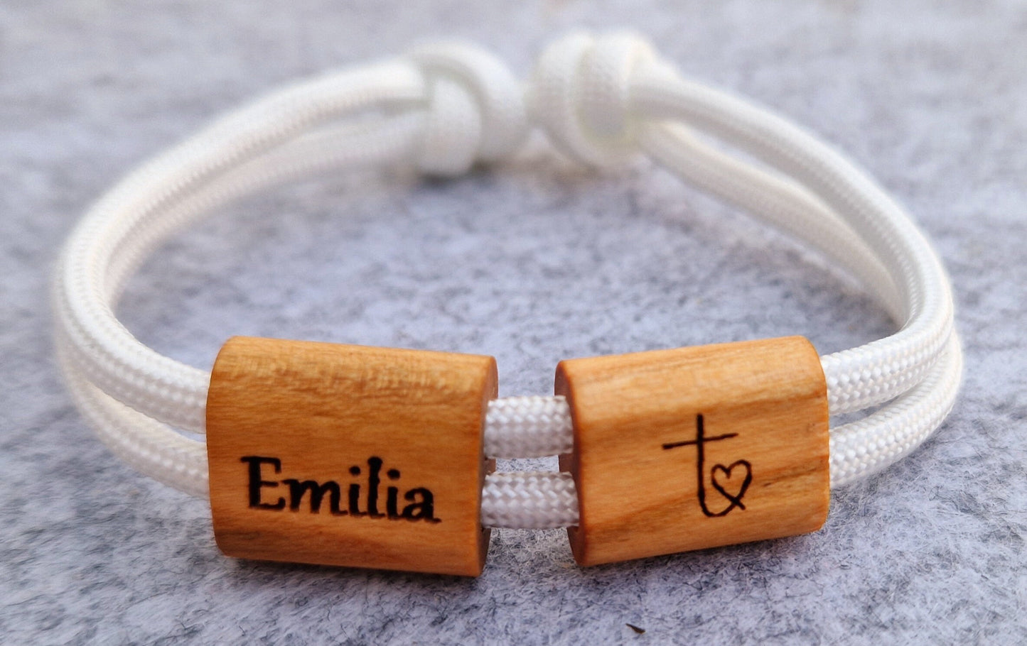Gravur Holz Armband , Kommunion, Konfirmation, Firmung, Herzkreuz