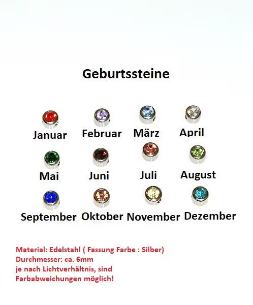 Medaillon personalisiert 25mm, Birthstone, Geburtssteine, Halskette,  Buchstabe, Charms