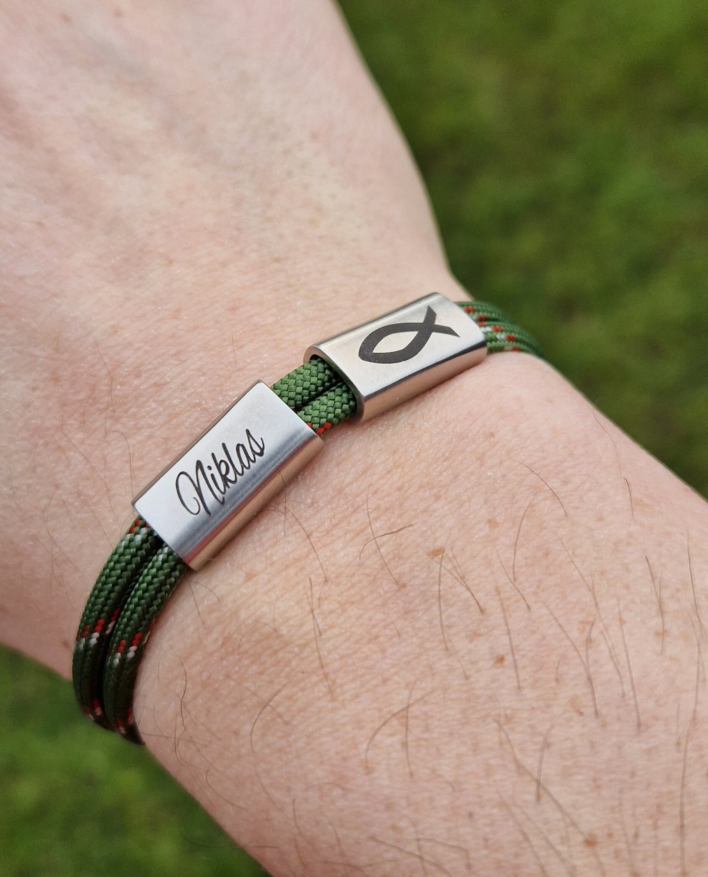 Gravur Armband Bergsteiger, Gipfelstürmer, Berglandschaft, Berge