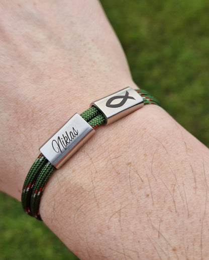 Gravur Armband Bergsteiger, Gipfelstürmer, Berglandschaft, Berge