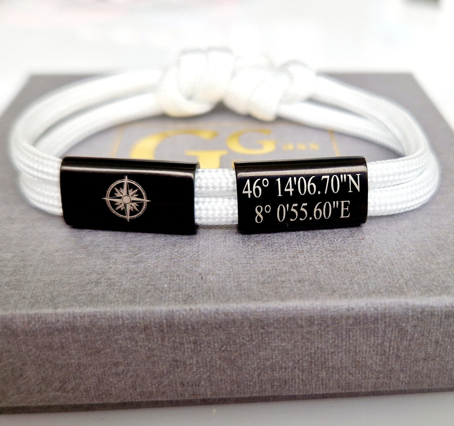 Gravur Armband Koordinaten, Kompass