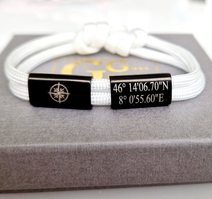Gravur Armband Koordinaten, Weltkarte, Travel, Weltenbummler, Reisen