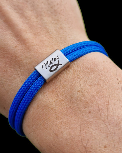 Gravur Armband mit Herzkreuz, Fisch, Taufe, Kommunion, Konfirmation