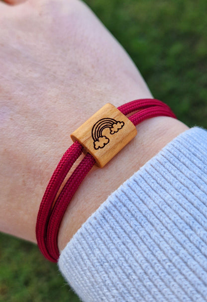 Gravur Holz Armband , Regenbogen